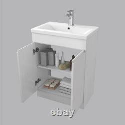 600mm Bathroom Vanity Unit Basin Sink Storage Floor Standing Cabinet Gloss White