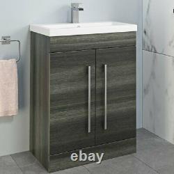 600mm Bathroom Vanity Unit Basin Storage Cabinet Furniture Charcoal Grey Modern