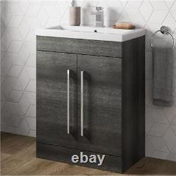 600mm Bathroom Vanity Unit Basin Storage Cabinet Furniture Charcoal Grey Modern