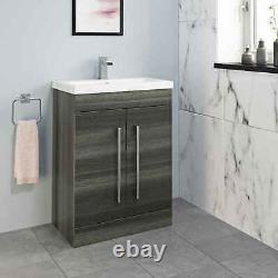 600mm Bathroom Vanity Unit Basin Storage Cabinet Furniture Charcoal Grey Modern