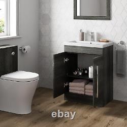 600mm Bathroom Vanity Unit Basin Storage Cabinet Furniture Charcoal Grey Modern