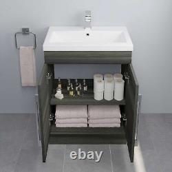 600mm Bathroom Vanity Unit Basin Storage Cabinet Furniture Charcoal Grey Modern