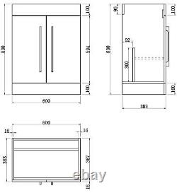 600mm Bathroom Vanity Unit Basin Storage Cabinet Furniture Charcoal Grey Modern