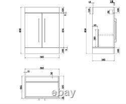 600mm Bathroom Vanity Unit Basin Storage Cabinet Furniture Grey Gloss Modern