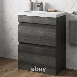 600mm Bathroom Vanity Unit Basin Storage Drawer Cabinet Furniture Charcoal Grey