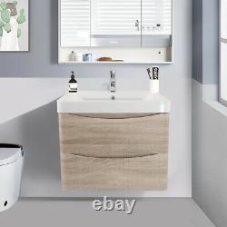 600mm Bathroom Vanity Unit Basin Storage Furniture Wall Hung Cabinet Light Oak