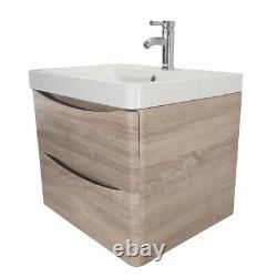 600mm Bathroom Vanity Unit Basin Storage Furniture Wall Hung Cabinet Light Oak