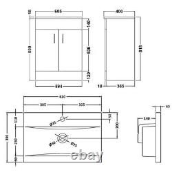 600mm Bathroom Vanity Unit Basin Storage Mirror Cabinet Furniture Grey Gloss Tap