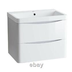 600mm Bathroom Vanity Unit Basin Storage Wall Hung Cabinet Furniture Gloss White