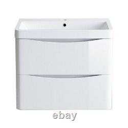 600mm Bathroom Vanity Unit Basin Storage Wall Hung Cabinet Furniture Gloss White