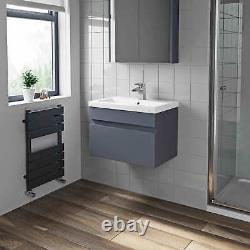 600mm Bathroom Vanity Unit Basin Storage Wall Hung Cabinet Furniture Grey Gloss