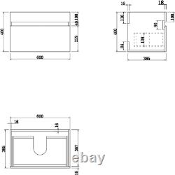 600mm Bathroom Vanity Unit Basin Storage Wall Hung Cabinet Furniture Grey Gloss