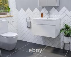 600mm Bathroom Vanity Unit Basin Storage Wall Hung Cabinet Furniture White Gloss