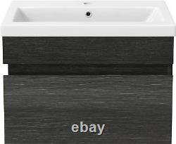 600mm Bathroom Vanity Unit Basin Storage Wall Hung Drawer Cabinet Furniture Grey