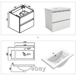 600mm Bathroom Vanity Unit Cloakroom Basin Sink Wall Hung Storage Cabinet