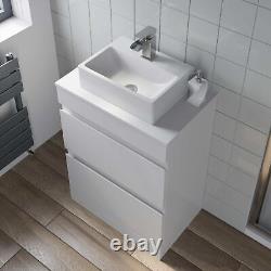 600mm Bathroom Vanity Unit Countertop Rectangular Basin Floor Standing White