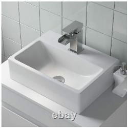 600mm Bathroom Vanity Unit Countertop Rectangular Basin Floor Standing White