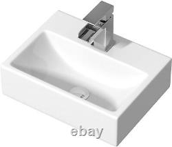 600mm Bathroom Vanity Unit Countertop Rectangular Basin Floor Standing White