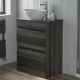 600mm Bathroom Vanity Unit Countertop Wash Basin Oval Floor Standing Charcoal