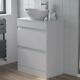 600mm Bathroom Vanity Unit Countertop Wash Basin Sink Oval Floor Standing White