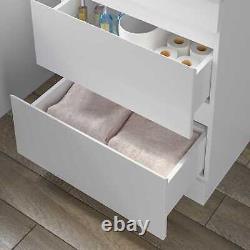 600mm Bathroom Vanity Unit Countertop Wash Basin Sink Oval Floor Standing White