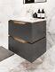 600mm Bathroom Vanity Unit Dark Grey Wood Wall Hung Composite Basin Soft Close