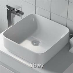 600mm Bathroom Vanity Unit Floor Standing Countertop Square Basin Gloss White