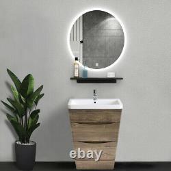 600mm Bathroom Vanity Unit Furniture Modern Resin Basin Storage Cabinet Grey Oak