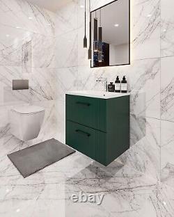 600mm Bathroom Vanity Unit Green Wall Hung Composite Basin Soft Close