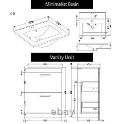 600mm Bathroom Vanity Unit Grey Gloss Furniture Storage Cabinet Basin Sink