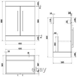 600mm Bathroom Vanity Unit ONLY Grey Gloss