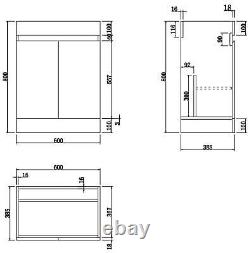 600mm Bathroom Vanity Unit Only 2 Door Furniture Floorstanding Soft Close White