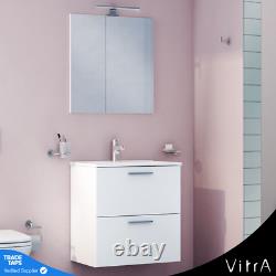 600mm Bathroom Vanity Unit Wall Hung Basin Storage Cabinet with LED Mirror VITRA