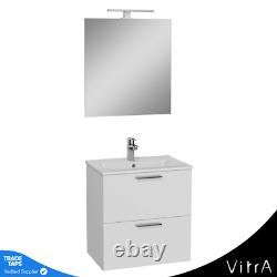 600mm Bathroom Vanity Unit Wall Hung Basin Storage Cabinet with LED Mirror VITRA