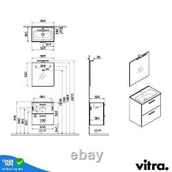 600mm Bathroom Vanity Unit Wall Hung Basin Storage Cabinet with LED Mirror VITRA