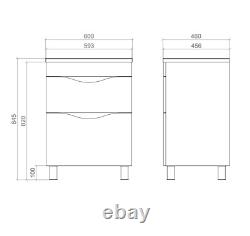 600mm Bathroom Vanity Unit White Gloss Floor Standing Composite Sink Soft Close