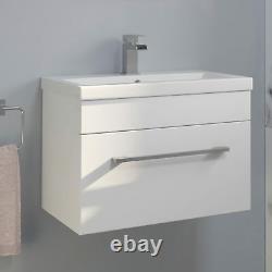 600mm Bathroom Wall Hung Vanity Unit Basin Storage Cabinet Furniture Gloss White