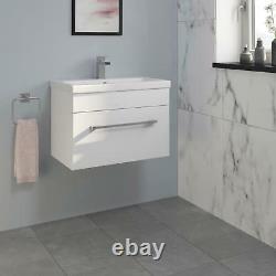 600mm Bathroom Wall Hung Vanity Unit Basin Storage Cabinet Furniture Gloss White