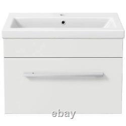 600mm Bathroom Wall Hung Vanity Unit Basin Storage Cabinet Furniture Gloss White