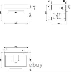 600mm Bathroom Wall Hung Vanity Unit Basin Storage Cabinet Furniture Gloss White