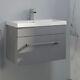 600mm Bathroom Wall Hung Vanity Unit Basin Storage Cabinet Furniture Grey Gloss