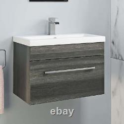 600mm Bathroom Wall Hung Vanity Unit Basin Storage Cabinet Furniture Grey Modern