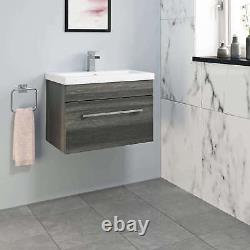 600mm Bathroom Wall Hung Vanity Unit Basin Storage Cabinet Furniture Grey Modern