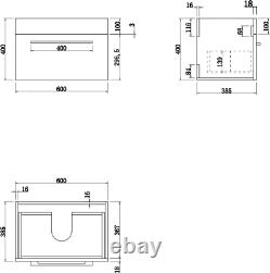 600mm Bathroom Wall Hung Vanity Unit Basin Storage Cabinet Furniture Grey Modern