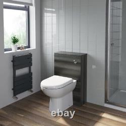 600mm Charcoal Grey Bathroom Vanity Unit Basin Soft Close Seat Toilet WC Modern