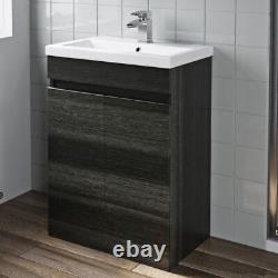 600mm Charcoal Grey Bathroom Vanity Unit Basin Soft Close Seat Toilet WC Modern