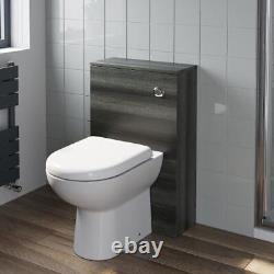 600mm Charcoal Grey Bathroom Vanity Unit Basin Soft Close Seat Toilet WC Modern