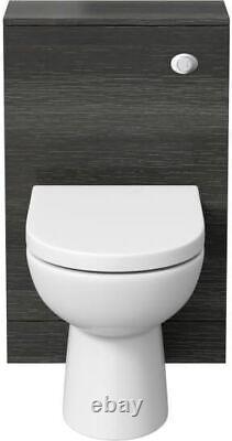 600mm Charcoal Grey Bathroom Vanity Unit Basin Soft Close Seat Toilet WC Modern