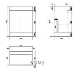 600mm Charcoal Grey Bathroom Vanity Unit Basin Soft Close Seat Toilet WC Modern