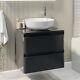 600mm Dark Grey Wall Hung Countertop Vanity Unit With Basin Bun/beba 27418/78666